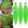 Picture of Gozill Green Pre stretched Braiding Hair Ez Braid Kanekalon Braiding Hair Prestretched Micro Hypoallergenic Kids Braiding Hair Colored Hair Extensions