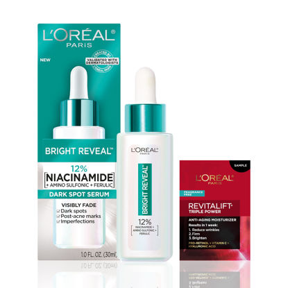 Picture of L’Oréal Paris Bright Reveal 12% [Niacinamide + Amino Sulfonic + Ferulic] Dark Spot Serum 1oz + Moisturizer Sample