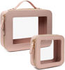 Picture of LETGO Clear Makeup Bags Set - TSA Approved Toiletry Bag with Handle Large Opening, Clear Toiletry Bags Case Pouch for Traveling Travel Car Orangizer Storage Essentials (Mini+Large Nude)