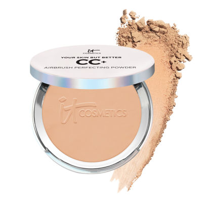 Picture of IT Cosmetics CC+ Airbrush Perfecting Powder Foundation - Buildable Full Coverage Of Pores & Dark Spots - Hydrating Face Makeup with Hydrolyzed Collagen & Niacinamide - Medium Tan - 0.33 Oz