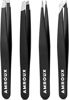 Picture of Amorux 4Pcs Eyebrow Tweezers Set For Women Facial Hair Professional hair removal Stainless Steel Tweezers for Ingrown Facial Hair, Splinters (Tweezers Set)