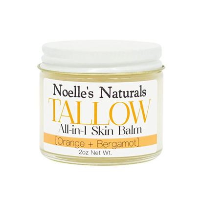 Picture of Tallow Balm - 100% Organic Grassfed Tallow - 2oz Glass Jar - Orange + Bergamot - Moisturizing - Dry Skin - Stretch Marks - All Natural