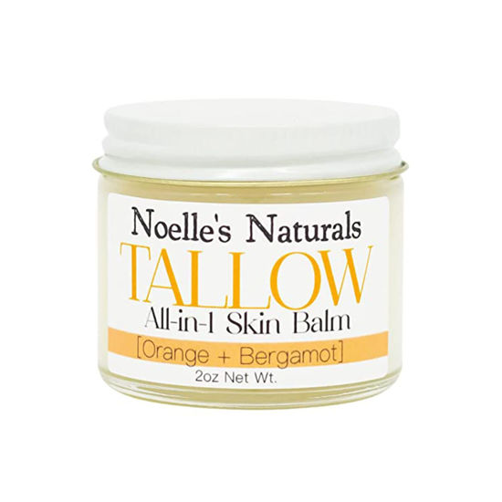 Picture of Tallow Balm - 100% Organic Grassfed Tallow - 2oz Glass Jar - Orange + Bergamot - Moisturizing - Dry Skin - Stretch Marks - All Natural