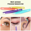 Picture of Tomata Tweezers for Eyebrows, Slant Tip and Pointed Eyebrow Tweezer Set Great Precision for Eyebrows Facial Hair, Ingrown Hair, Splinter, Blackhead and Tick Remover (4-piece) (Multi-color)