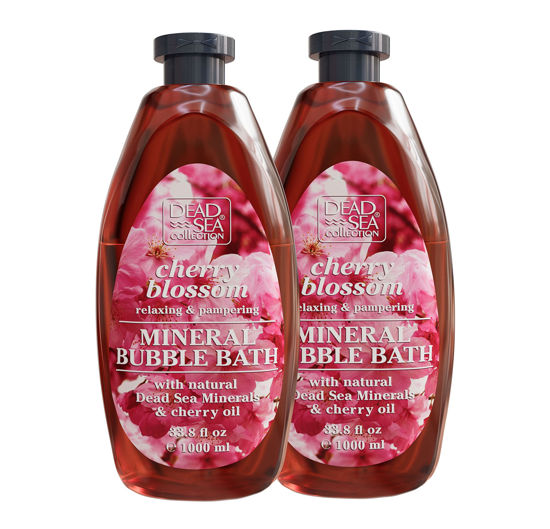 Picture of Dead Sea Collection Bubble Bath with Cherry Blossom for Women and Men - Cherry Seeds Oil and Dead Sea Salt - Nourishing and Moisturizing Skin - Pack of 2 (67.6 fl.oz)