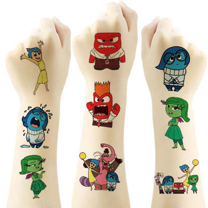 Picture of 40Sheets Inside Out Temporary Tattoos for Kids, Birthday Party Favors, Cartoon Inside Out Decoration Sticker Gifts for Girl Boys Home Activity Class Prizes Carnival Christmas Rewards
