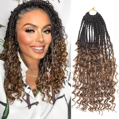 Picture of Goddess Box Braids Crochet Hair With Curly Ends 14 Inch Bohomian Box Braids Crochet Braids 1 Packs 3X Crochet Braids Synthetic Braiding Hair Extension for Black Women (14 Inch (Pack of 1), 4-30)……