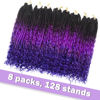 Picture of Goddess Box Braids Crochet Hair With Curly Ends 14 Inch Bohomian Box Braids Crochet Braids 8 Packs 3X Crochet Braids for Black Women (14 Inch (Pack of 8), M1B purple Blue)