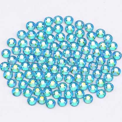 Picture of Novani Rhinestones 3000Pcs Flatback Crystal Round Loose Gemstones Glass Rhinestones for Crafts Makeup Nail Art Clothes Shoes DIY Decorations(SS10, 2.7-2.9mm,Aquamarine AB)