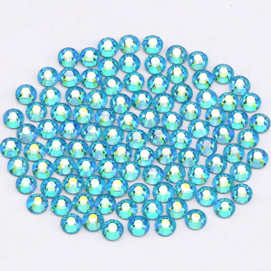 Picture of Novani Rhinestones 3000Pcs Flatback Crystal Round Loose Gemstones Glass Rhinestones for Crafts Makeup Nail Art Clothes Shoes DIY Decorations(SS10, 2.7-2.9mm,Aquamarine AB)