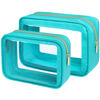 Picture of PACKISM TSA Approved Toiletry Bag - 2 Pack Upgrade Color-Edged Clear Makeup Bag, Clear Toiletry Bag For Traveling Fits Various Storage Needs, Turquoise (2 Sizes)