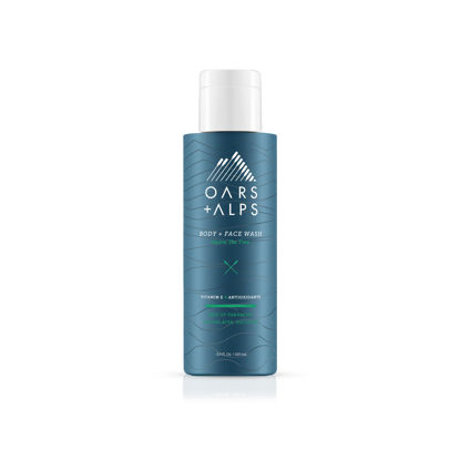 Picture of Oars + Alps Mens Moisturizing Body and Face Wash, Skin Care Infused with Vitamin E and Antioxidants, Sulfate Free, Alpine Tea Tree, Travel Size 3.4oz, 2 Pack