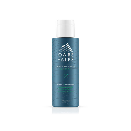 Picture of Oars + Alps Mens Moisturizing Body and Face Wash, Skin Care Infused with Vitamin E and Antioxidants, Sulfate Free, Alpine Tea Tree, Travel Size 3.4oz, 2 Pack
