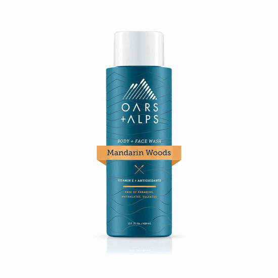 Picture of Oars + Alps Mens Moisturizing Body and Face Wash, Skin Care Infused with Vitamin E and Antioxidants, Sulfate Free, Mandarin Woods, 13.5oz, 1 Pack
