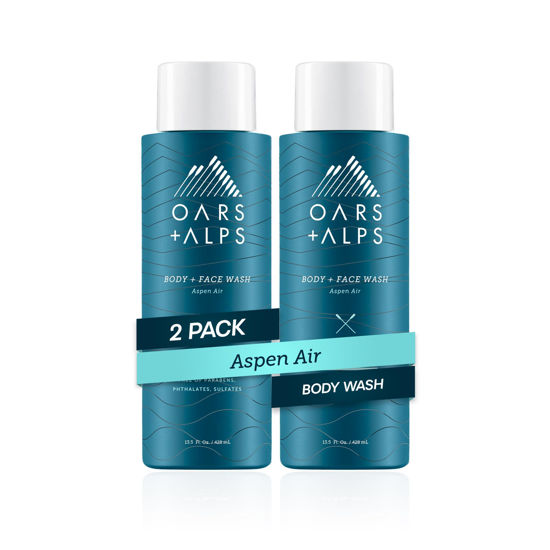 Picture of Oars + Alps Mens Moisturizing Body and Face Wash, Skin Care Infused with Vitamin E and Antioxidants, Sulfate Free, Aspen Air, 2 Pack