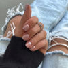 Picture of 6 Packs (144 Pcs) French Tip Press On Nails - Jsiallye Milky White Short Square Press on Nails Nude Glazed, Gradient Glue On Nails in 12 Sizes - 24 Fake Nails Kit, Simple Stick On Nails for Women