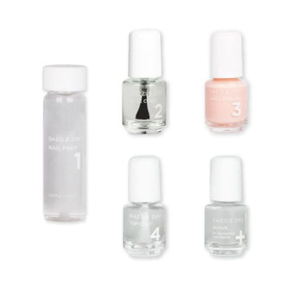 Picture of Dazzle Dry Mini Kit 4 Step System - Not Quite Nude, a full coverage peaches-and-cream nude. Full coverage cream. (5 Piece Kit / 5 Manicures)