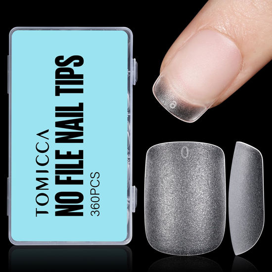 Picture of TOMICCA Extra Short Nail Tips Square, Soft Full Matte Square Nails, 360Pcs Acrylic Full Cover Press on Nails, Extra Short Square for Nail Extension Manicure 15 Sizes