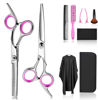 Picture of Hair Cutting Scissors Thinning Shears- Fcysy Professional Barber Sharp Hair Scissors Hairdressing Shears Kit with Haircut Accessories in Leather Case for Cutting Styling Hair for Women Men Pet