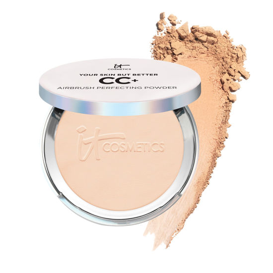 Picture of IT Cosmetics CC+ Airbrush Perfecting Powder Foundation - Buildable Full Coverage Of Pores & Dark Spots - Hydrating Face Makeup with Hydrolyzed Collagen & Niacinamide - Light - 0.33 Oz