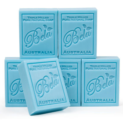 Picture of BELA - Triple Milled Pure Natural Soap Bars - Goat's Milk & Sea Salt, 3.3 oz (Pack of 6) - Organic Shea Butter - Rich Creamy Lather - Triple French Milled - Long Lasting - Made in Australia