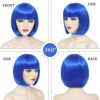 Picture of YBYMCAI Blue Bob Wig With Bangs Short Blue Bob Wigs For Women Straight Bob Bangs Wig 10 Inch Heat Resistant Synthetic Hair Natural Looking For Daily Party Use