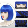 Picture of YBYMCAI Blue Bob Wig With Bangs Short Blue Bob Wigs For Women Straight Bob Bangs Wig 10 Inch Heat Resistant Synthetic Hair Natural Looking For Daily Party Use