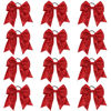 Picture of Sequin Red Cheer Bows, Caenagrion 12 PCS 7" Large Cheer Hair Bows Ponytail Holder Elastic Band Handmade for Cheerleaders Teen Girls College Sports (Sequin Red)