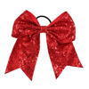 Picture of Sequin Red Cheer Bows, Caenagrion 12 PCS 7" Large Cheer Hair Bows Ponytail Holder Elastic Band Handmade for Cheerleaders Teen Girls College Sports (Sequin Red)