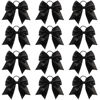 Picture of Sequin Black Cheer Bows, Caenagrion 12 PCS 7" Large Cheer Hair Bows Ponytail Holder Elastic Band Handmade for Cheerleaders Teen Girls College Sports（Sequin Black)