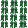 Picture of Sequin Green Cheer Bows, Caenagrion 12 PCS 7" Large Cheer Hair Bows Ponytail Holder Elastic Band Handmade for Cheerleaders Teen Girls College Sports（Sequin Green）