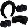 Picture of VELSCRUN 6 Pack Spa Headbands Set - Black Sponge Hair Bands with Bow Tie for Makeup, Face Washing, Skincare, and Hair Accessories for Women Gifts