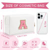 Picture of Personalized Makeup Bag Initial A-Z Preppy Patch Bag,Small PU Leather Travel Cosmetic Bag Pouch with Zipper,White Cute Toiletry Bag,Gift Ideal for Teen Girls Women Birthday Friend Mom,Letter A