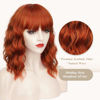 Picture of Nnzes Short Orange red Wavy Wig with Bangs for Women Shoulder Length Bob Curly Women's Charming Synthetic Wigs with Natural Wavy Wig Heat Resistant Hair for Daily Party Use