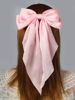 Picture of Furling Pompoms Hair Bow Clip, Pink Beige Satin Long Tails with Alligator Clips, Large Bow Hair Accessories for Women and Girls, 2pcs