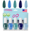 Picture of Eternal Blue Nail Polish Set for Women (OCEAN VIEW) - Green Nail Polish Set for Girls - Lasting & Quick Dry Non Toxic Nail Polish Kit for Home DIY Manicure & Pedicure - Made in USA, 13.5mL (Set of 5)