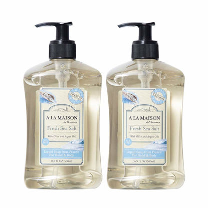 Picture of A LA MAISON de Provence Fresh Sea Salt Liquid Hand and Body Soap (Pack of 2) With Olive Oil, Coconut Oil and Vitamin E, 16.9 fl oz Each