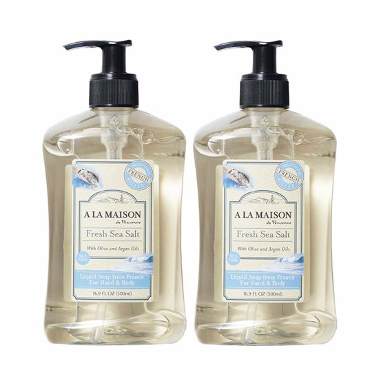 Picture of A LA MAISON de Provence Fresh Sea Salt Liquid Hand and Body Soap (Pack of 2) With Olive Oil, Coconut Oil and Vitamin E, 16.9 fl oz Each
