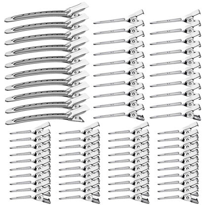 Picture of Duck Biled Hair Clips for Women, Alligator Hair Clips,Metal Hair Clips for Styling,Hair Pins 75 pcs,Silver Hair Clips Suitable for Cutting and Needle Rolling Women's Long Hair,Bow Tie with Case DlY.