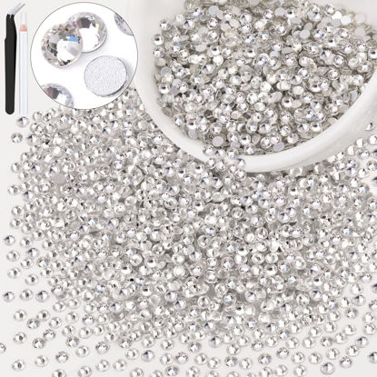 Picture of 3000PCS SS12/3mm Crystal Rhinestones (Clear), Bedazzling Flatback Glass Rhinestones for Crafting DIY Nail Art Makeup Decoration, Gems Diomand Charms for Tumbler Shoes Clothing Mug