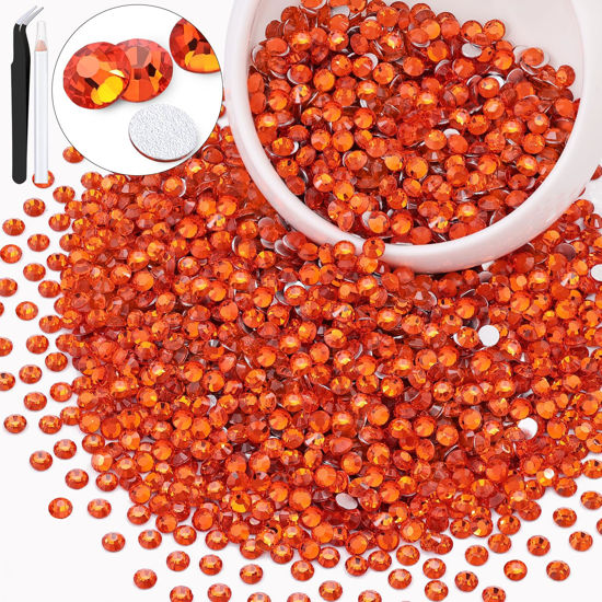 Picture of 3000PCS SS20/5mm Crystal Rhinestones (Orange/Hyacinth), Bedazzling Flatback Glass Rhinestones for Crafting DIY Nail Art Makeup Decoration, Gems Diomand Charms for Tumbler Shoes Clothing Mug
