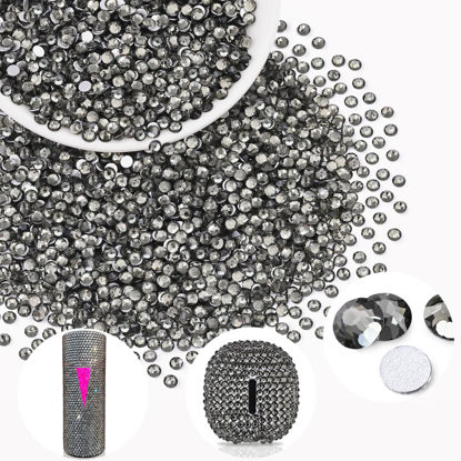 Picture of 2000PCS SS12/3mm Crystal Rhinestones (Black Diamond), Bedazzling Flatback Glass Rhinestones for Crafting DIY Nail Art Makeup Decoration, Gems Diomand Charms for Tumbler Shoes Clothing Mug