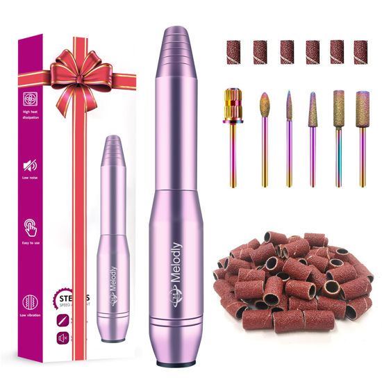Picture of Melodly Electric Nail Drill, Professional Acrylic Nail Drill Machine for Gel, Acrylic Nails, Portable USB Electric Nail File Efile Set with Iridescent Nail Drill Bits, Manicure Pedicure Nail Tools