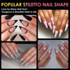 Picture of Medium Stiletto Nail Tips, BORNBYME 504PCS Pre Buff Full Cover Shaped Nail Extenison Tips Half Matte Gel X Nail Tips