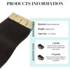 Picture of DOORES 50g Tape in Hair Extensions Remy Dark Brown Real Human Hair Extensions Tape in Straight Skin Weft Natural Hair Extensions 20pcs 14 Inch