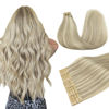 Picture of DOORES Tape in Human Hair Extensions, Ash Blonde Highlighted Platinum Blonde 24 Inch 50g 20pcs, Real Human Hair Extensions Tape in Long Hair Extensions Straight Remy Hair
