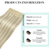 Picture of DOORES Tape in Human Hair Extensions, Ash Blonde Highlighted Platinum Blonde 24 Inch 50g 20pcs, Real Human Hair Extensions Tape in Long Hair Extensions Straight Remy Hair