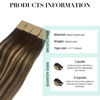 Picture of DOORES Tape in Hair Extensions Human Hair Balayage Chocolate Brown to Honey Blonde 16 Inch 20pcs 50g Remy Hair Extensions Tape in Real Hair Skin Weft Hair Extensions