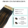 Picture of DOORES 22 Inch Human Hair Extensions Balayage Natural Black to Chestnut Brown Real Tape in Hair Extensions Seamless Straight Tape in Hair Extensions 50g 20pcs