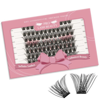 Picture of 96 Pcs Lash Clusters 14-20mm Cluster Lashes D Curl Lash Clusters DIY Lash Extension Eyelash Clusters Volume Wispy Lashes Super Thin Band Soft & Comfortable(Volume-D-14-20 mix)